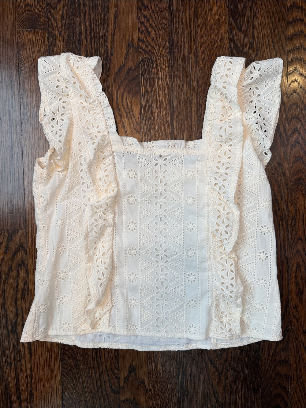 Spartina 449 Cream Eyelet Ruffle Strap Tank